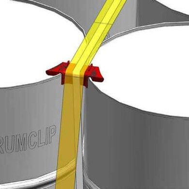 Fasssicherung Drum Clip  in rot in Verwendung